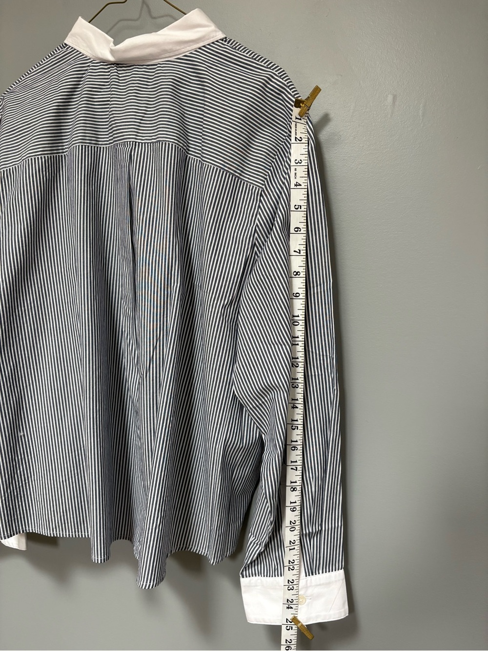 J. Crew NEW Women's Navy Pinstripe Button Shirt White Contrast Collar & Cuffs 3X - Picture 9 of 9